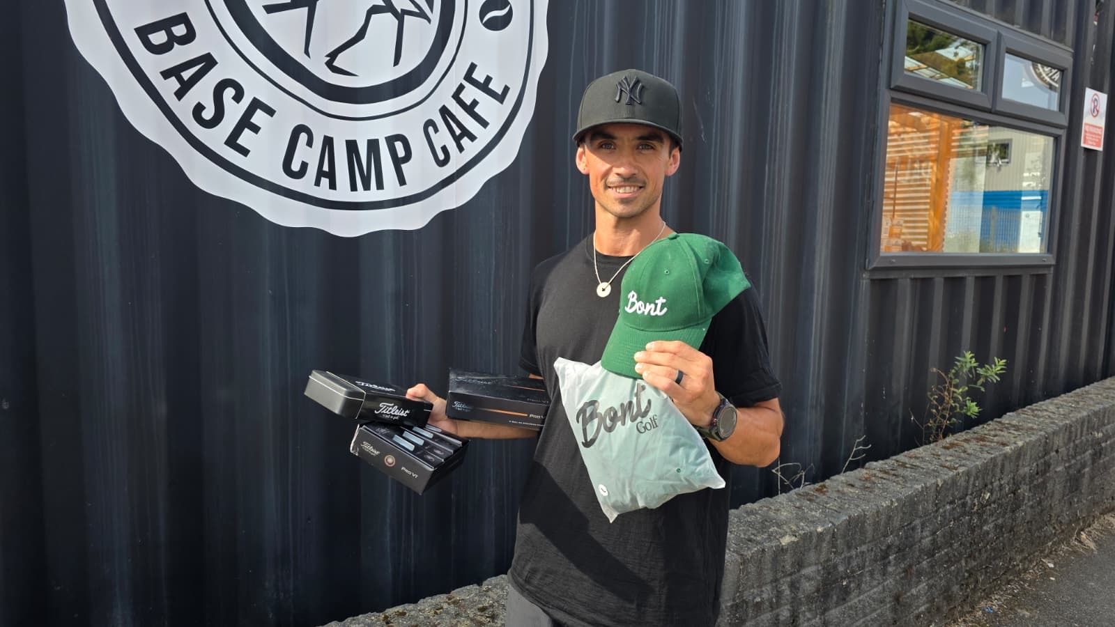 Glen Harper with their Bont Golf Bundle prize from Coast Competitions